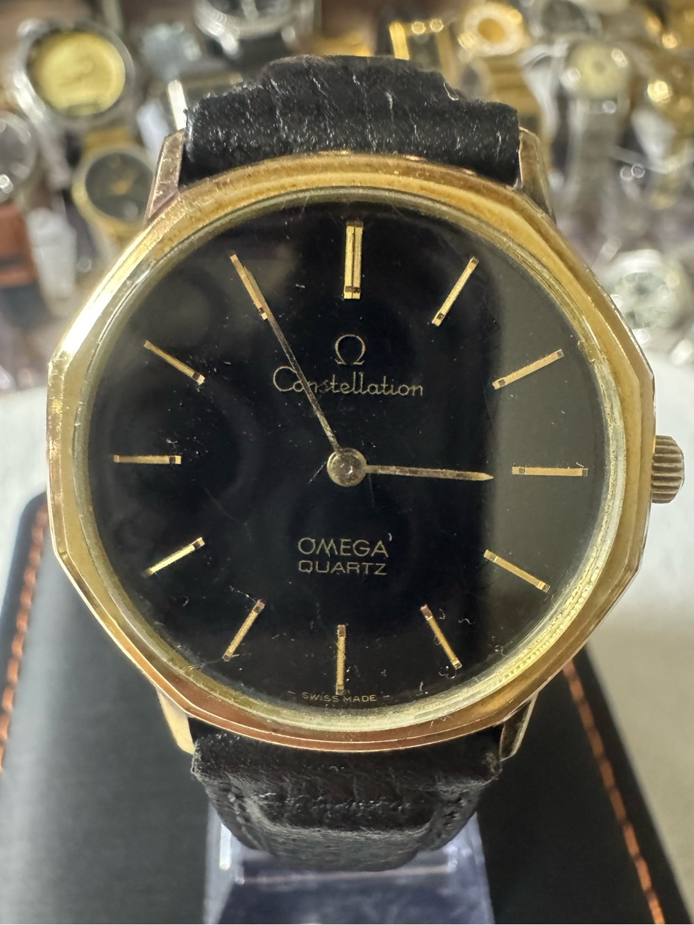 #238 Omega Men's Quartz Watch - Black and Gold